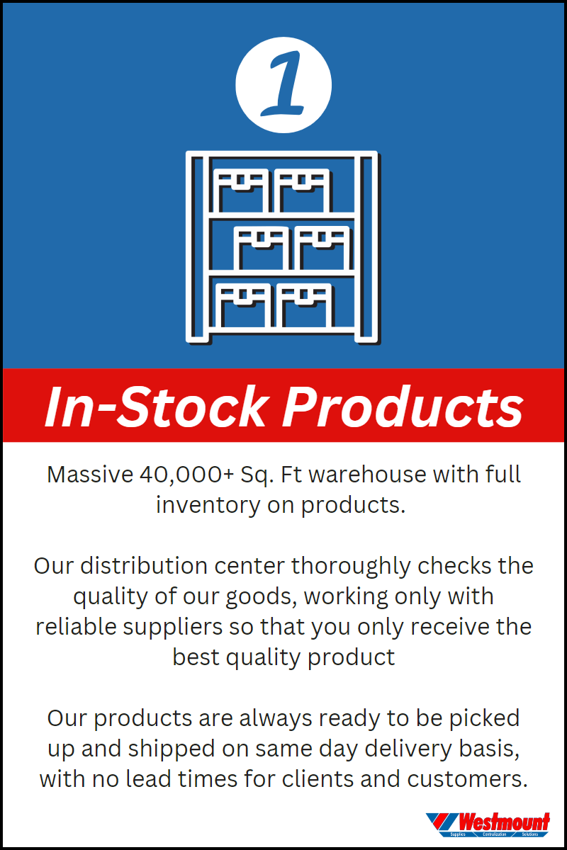 in-Stock Products - Massive 40,000+ Sq. Ft warehouse with full inventory on products. Our distribution center thoroughly checks the quality of our goods, working only with reliable suplliers so that you only receive the best quality product.